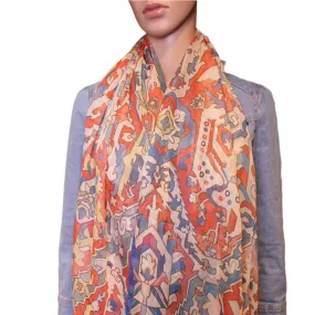 67-22 in luxury silk and cotton blend high quality Armenian rug pattern scarf