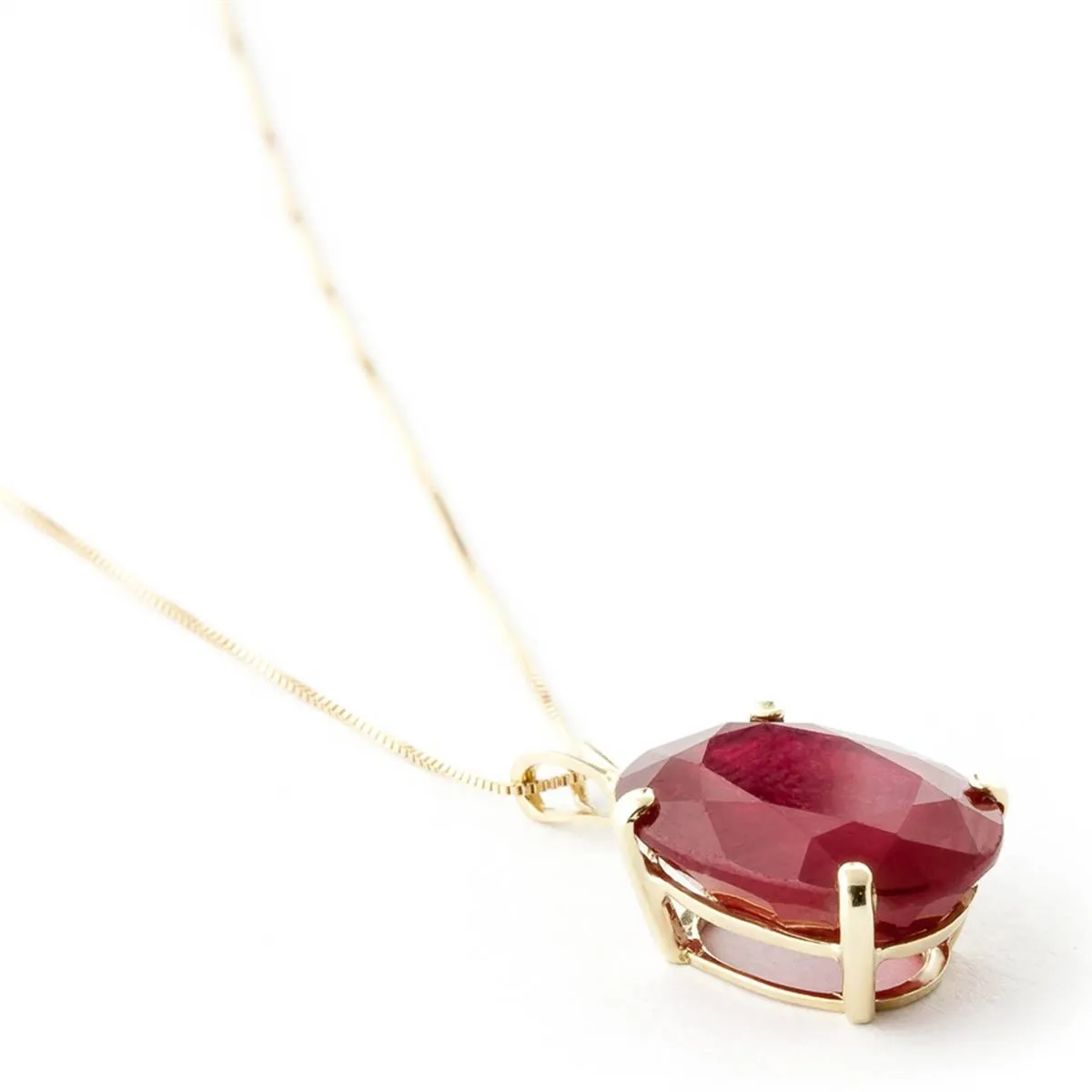 7.7 Carat 14K Solid Yellow Gold Necklace Natural Oval Ruby