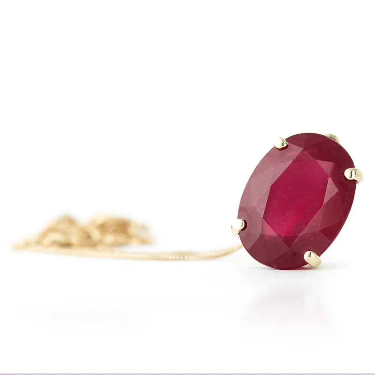 7.7 Carat 14K Solid Yellow Gold Necklace Natural Oval Ruby