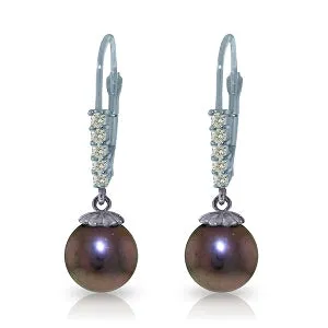 8.15 Carat 14K Solid White Gold Acts Of Kindness Pearl Diamond Earrings