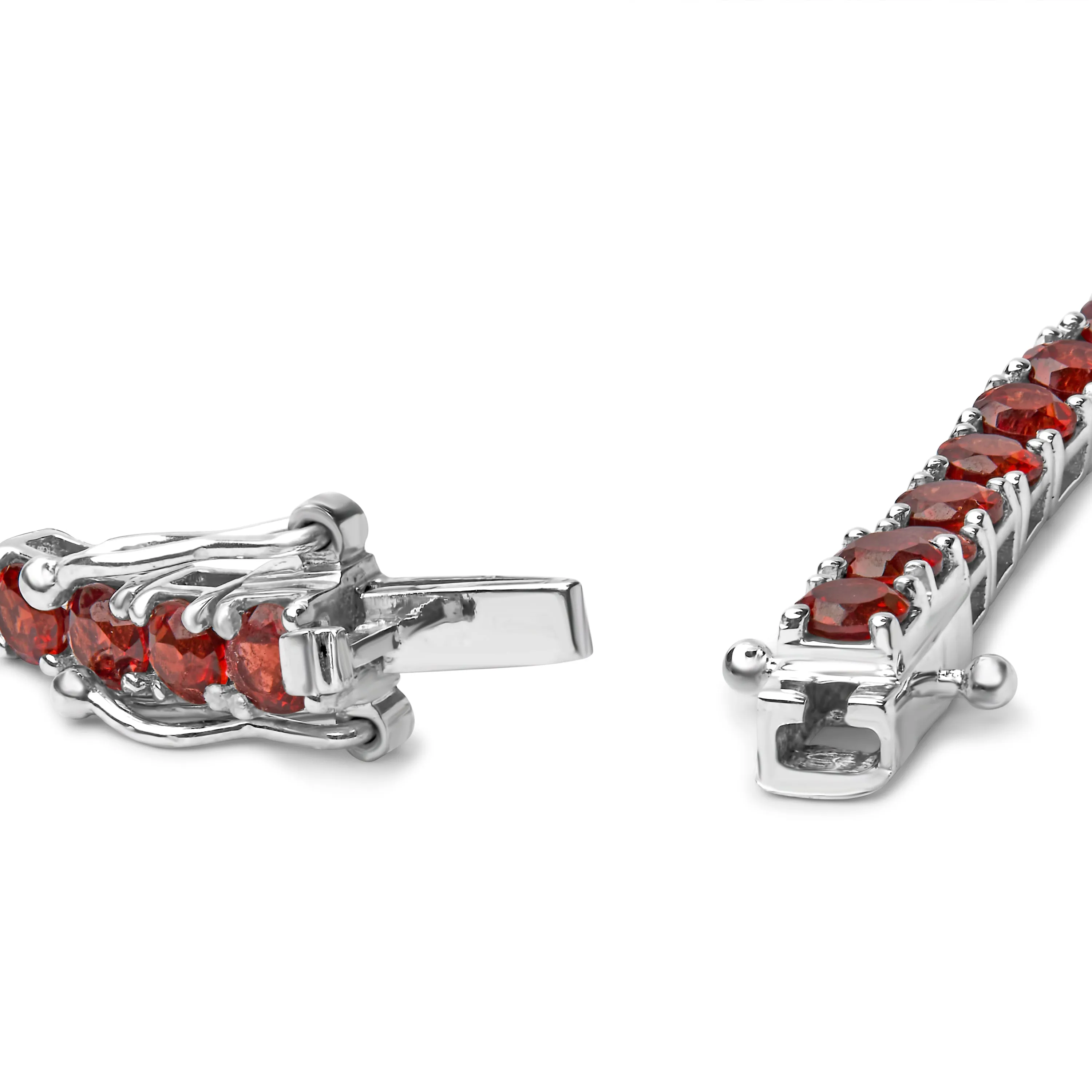 .925 Sterling Silver 10.0 Cttw Created Orange Garnet Tennis Bracelet