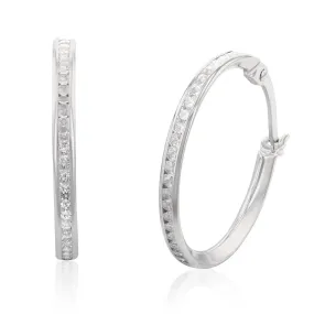 9ct White Gold 15mm Cubic Zirconia Hoop Earrings