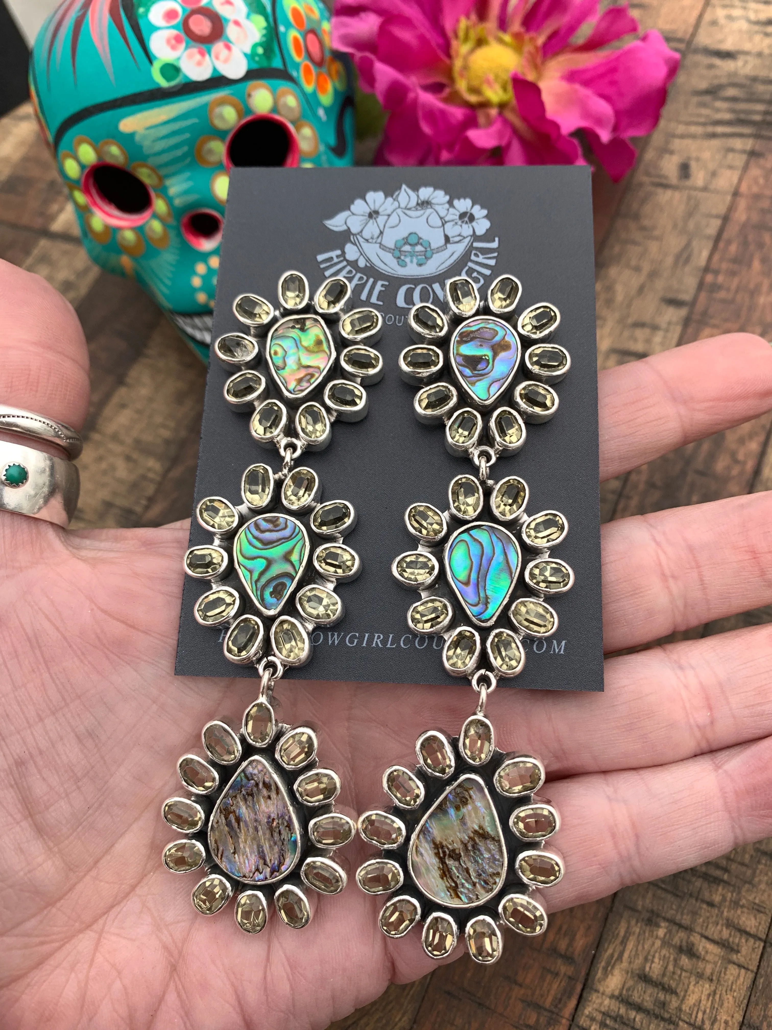 Abalone and Peridot Earrings