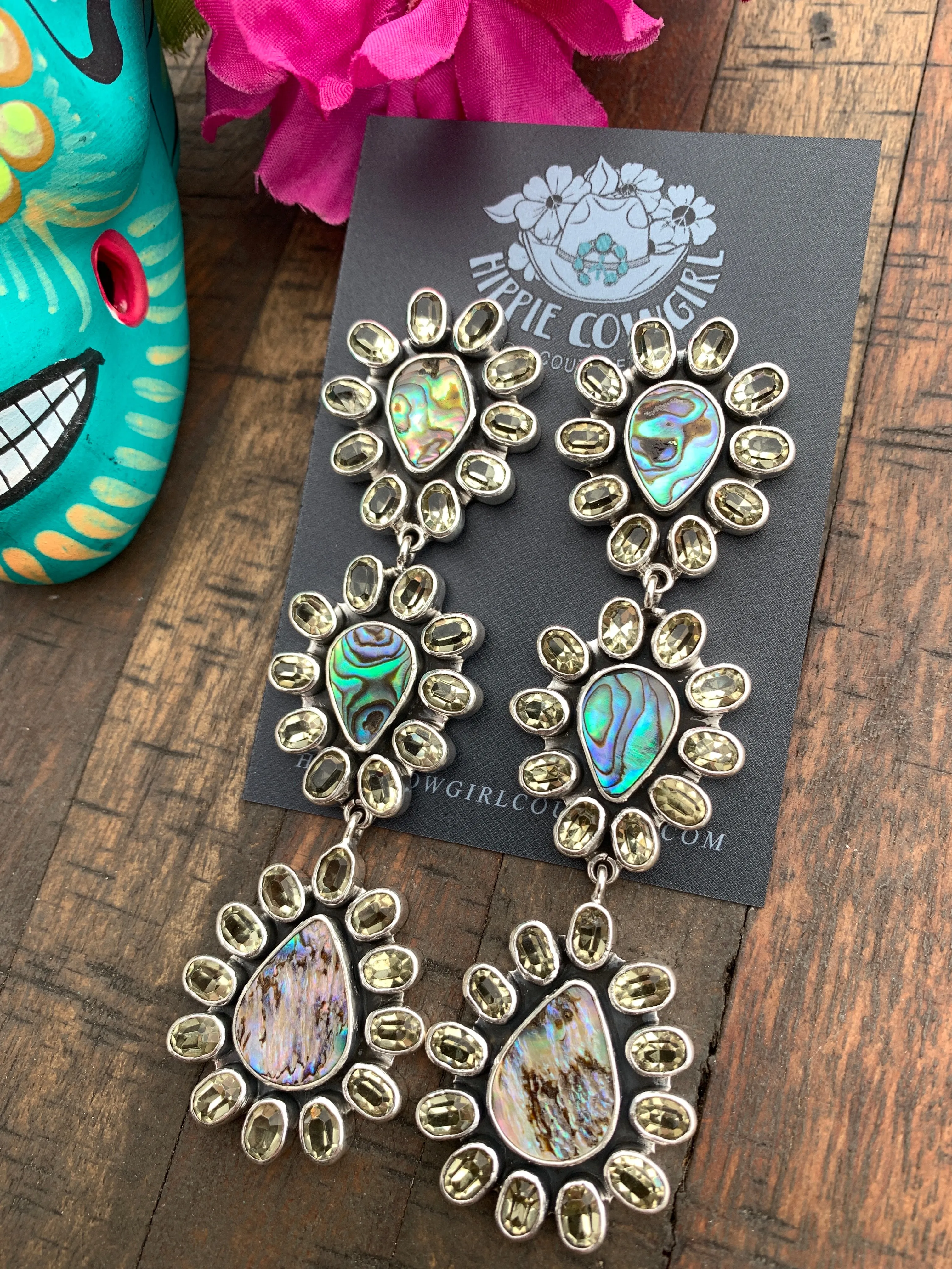 Abalone and Peridot Earrings