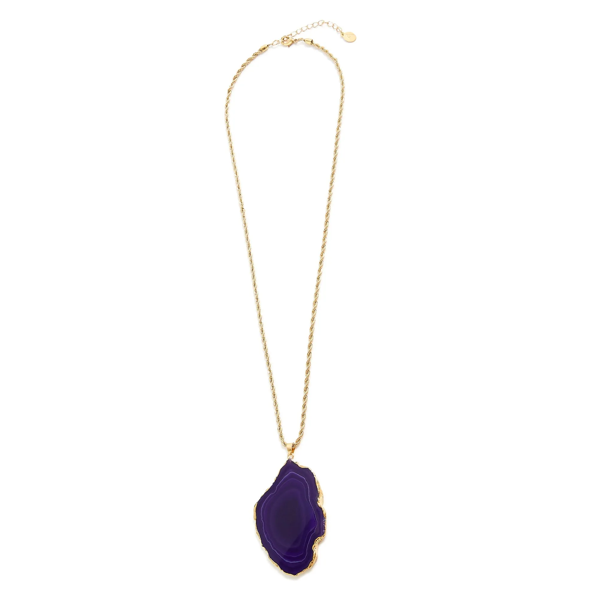 Accessorize London Women's Purple Amber Statement Stone Slice Necklace