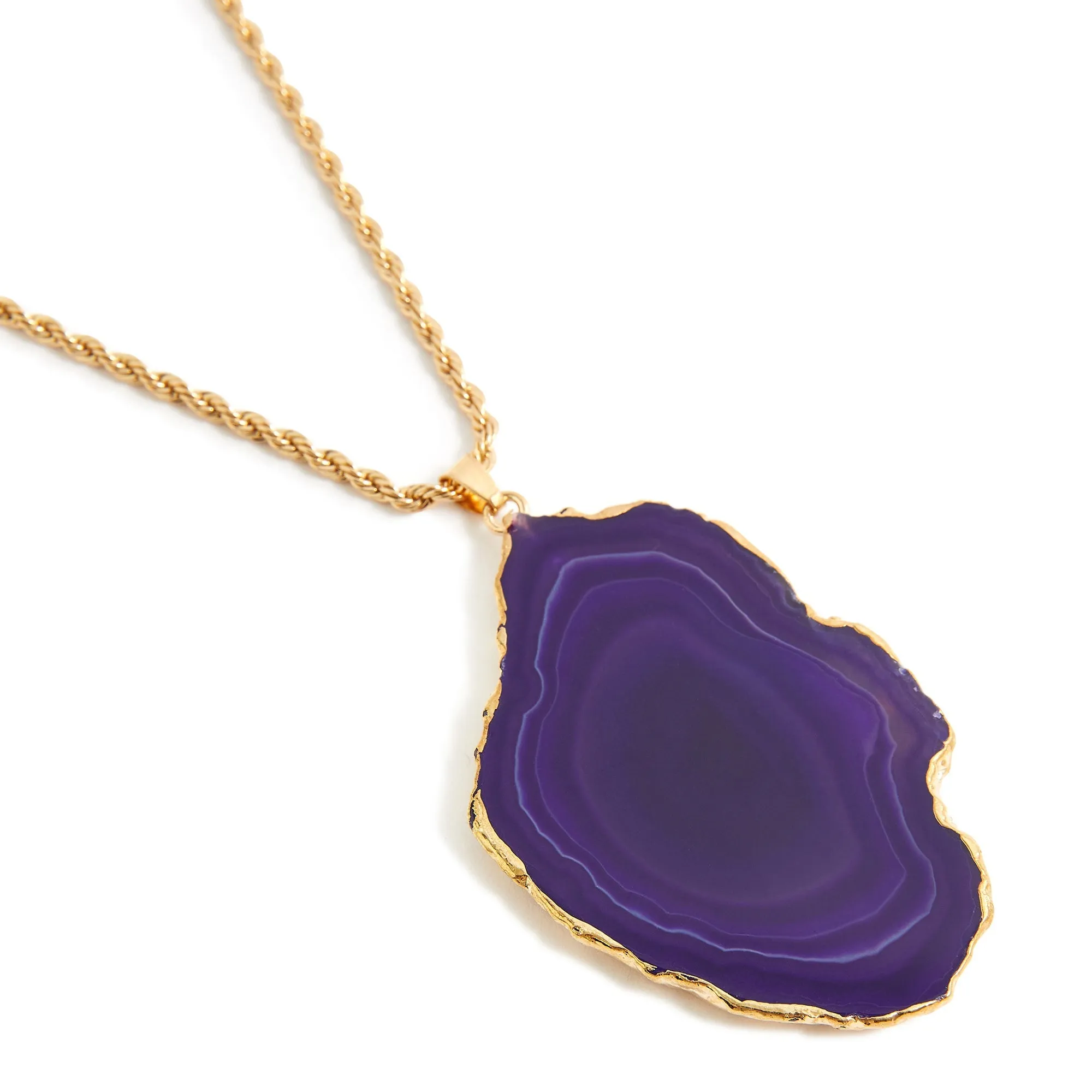 Accessorize London Women's Purple Amber Statement Stone Slice Necklace