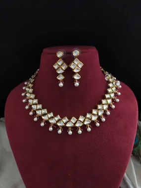 Amazing Design Polki Kundan Necklace Set With Pearl