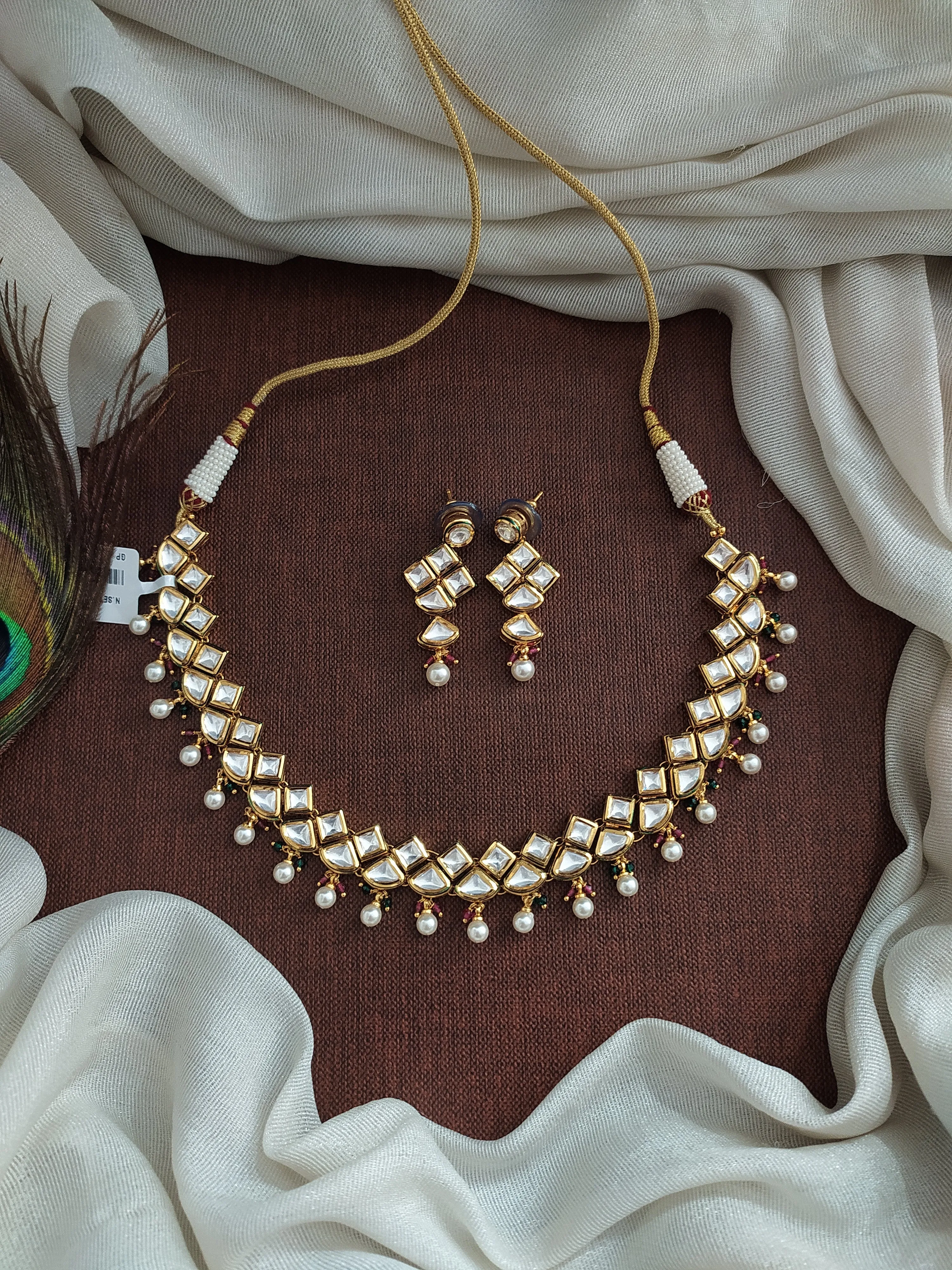 Amazing Design Polki Kundan Necklace Set With Pearl