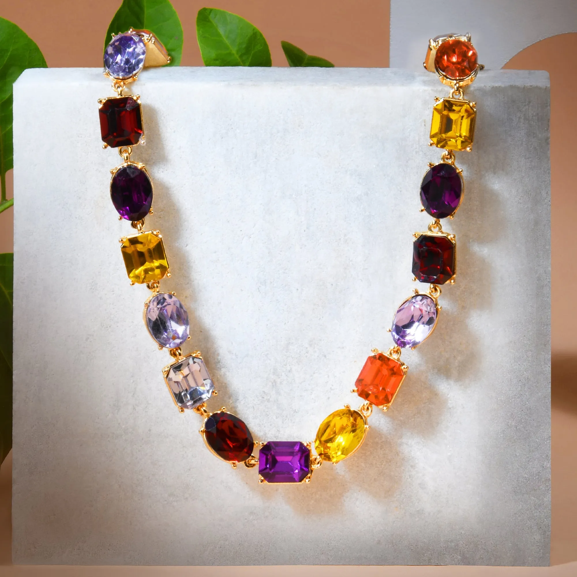 Amber Eclectic Stones Statement Necklace