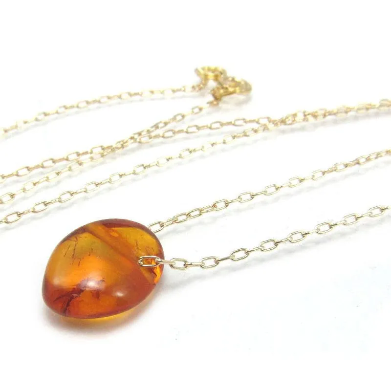 Amber Necklace with Gold Filled Chain and Gold Filled Spring Ring Clasp