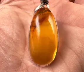 AMBER Pendant - AAA, Sterling Silver - Crystal Pendant, Fine Jewelry, Healing Crystals and Stones,  53424