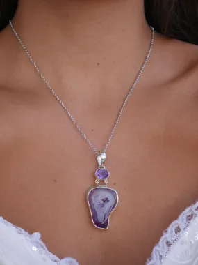 Amethyst Agate Necklace, .925 Sterling Silver Handmade Natural Amethyst and Amethyst Pendant Gemstone Pendant