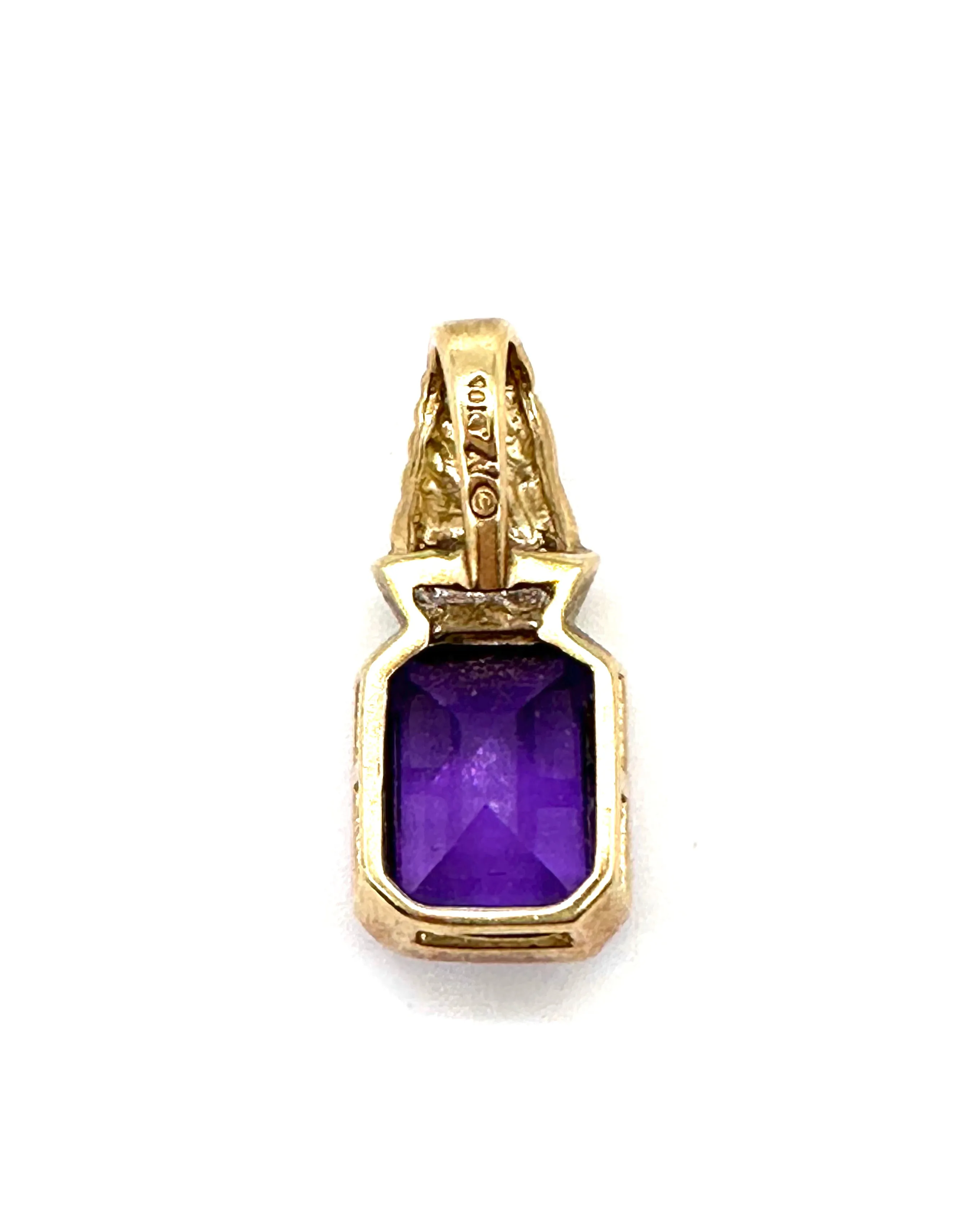 Amethyst and diamond chip pendant