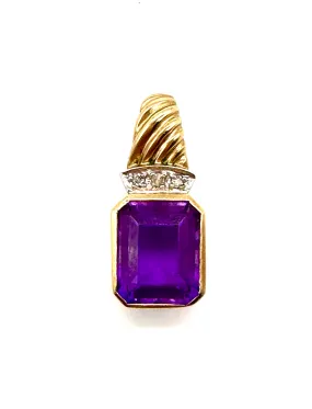 Amethyst and diamond chip pendant