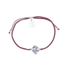 AMETHYST CRYSTAL BRACELET - BURGUNDY - SILVER