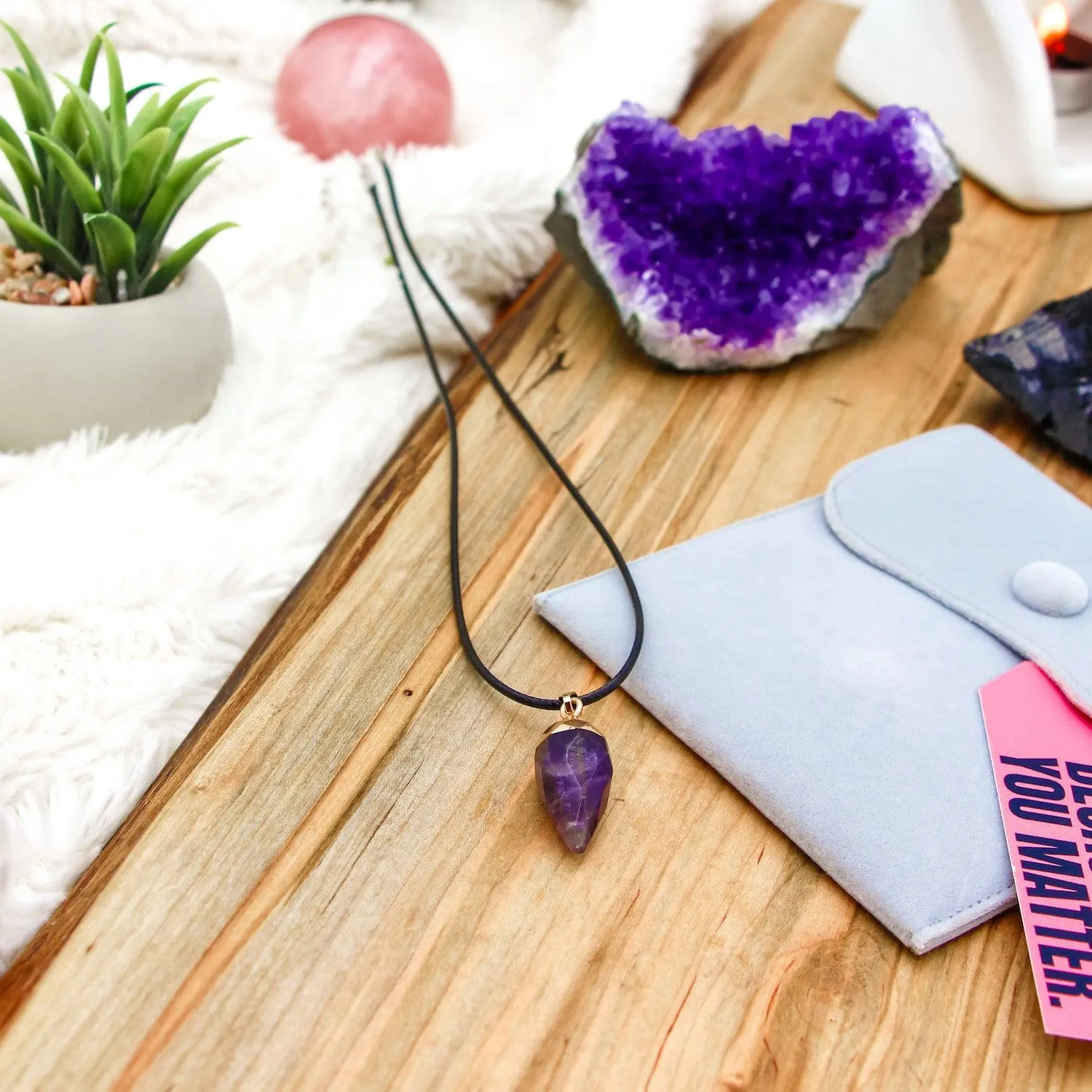 Amethyst Drop Gemstone Necklace – Healing Vibrations in Every Detail