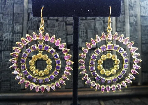 Amrita Singh Tourmaline, Amethyst, and  Peridot Chandelier Earrings