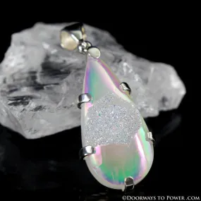 Angel Aura Window Quartz Drusy Pendant Sterling Silver