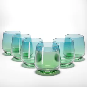 Anko Australia 430ml Dual Tone Glasses Set of 6 | Water, Juice, Cocktails Glasses| Dishwasher Safe Whiskey Glass Set | Bar Accessories for Home | Suitable for All Occassions | Blue Green