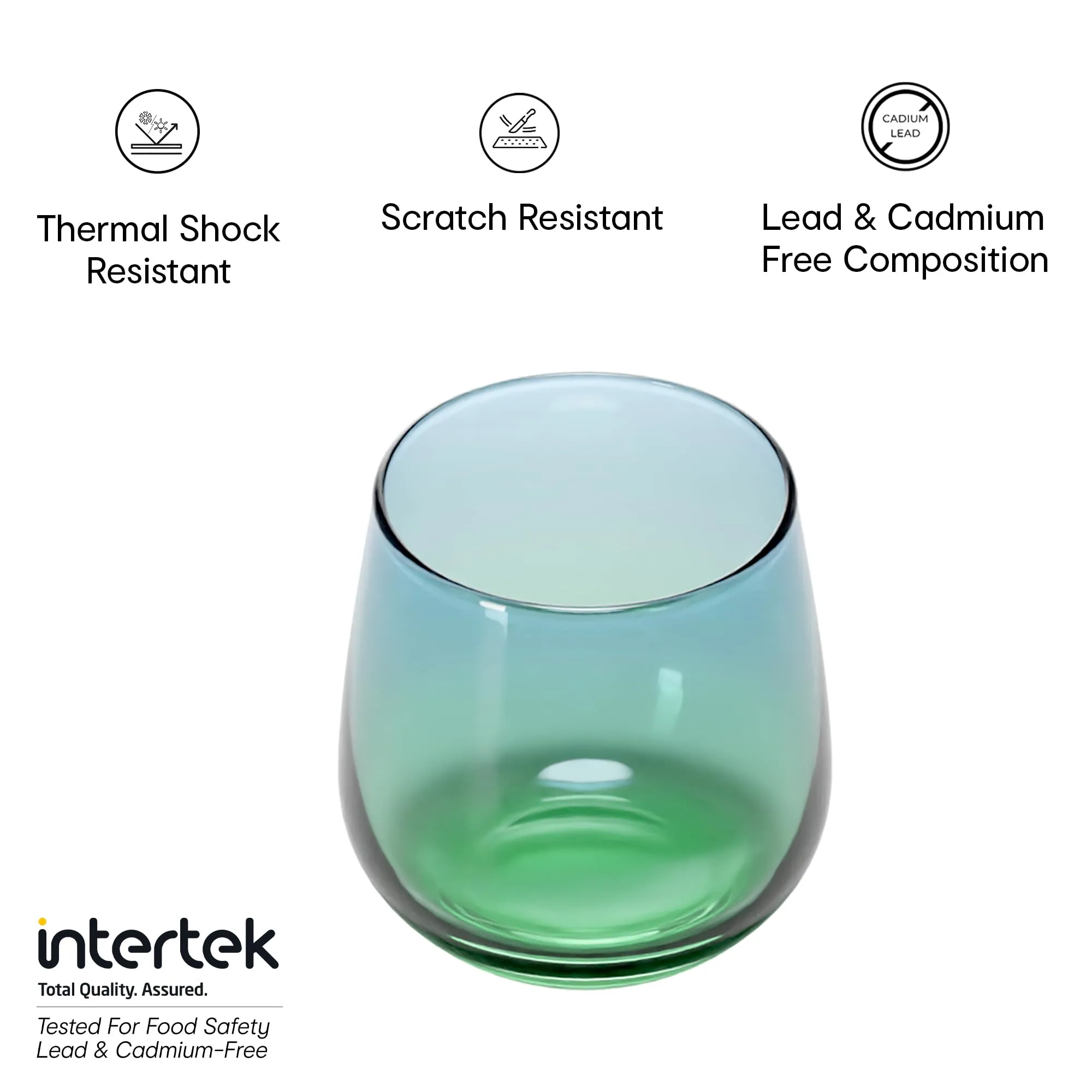 Anko Australia 430ml Dual Tone Glasses Set of 6 | Water, Juice, Cocktails Glasses| Dishwasher Safe Whiskey Glass Set | Bar Accessories for Home | Suitable for All Occassions | Blue Green