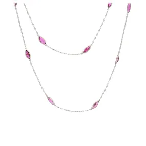 Art Deco Inspired Ruby 18k White Gold Station Necklace