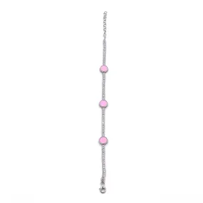 Ashley Gold Sterling Silver Gold Plated Pink Enamel Circle Tennis Bracelet