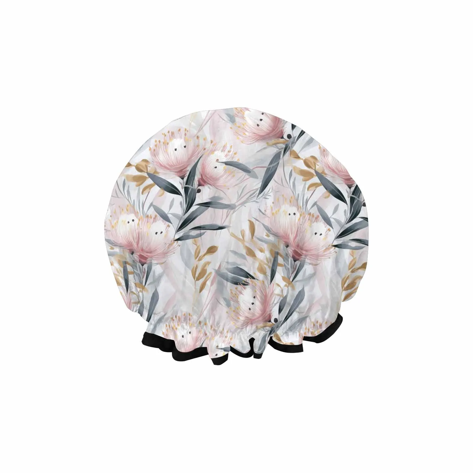 Australian Floral Pink & Grey  Shower Cap