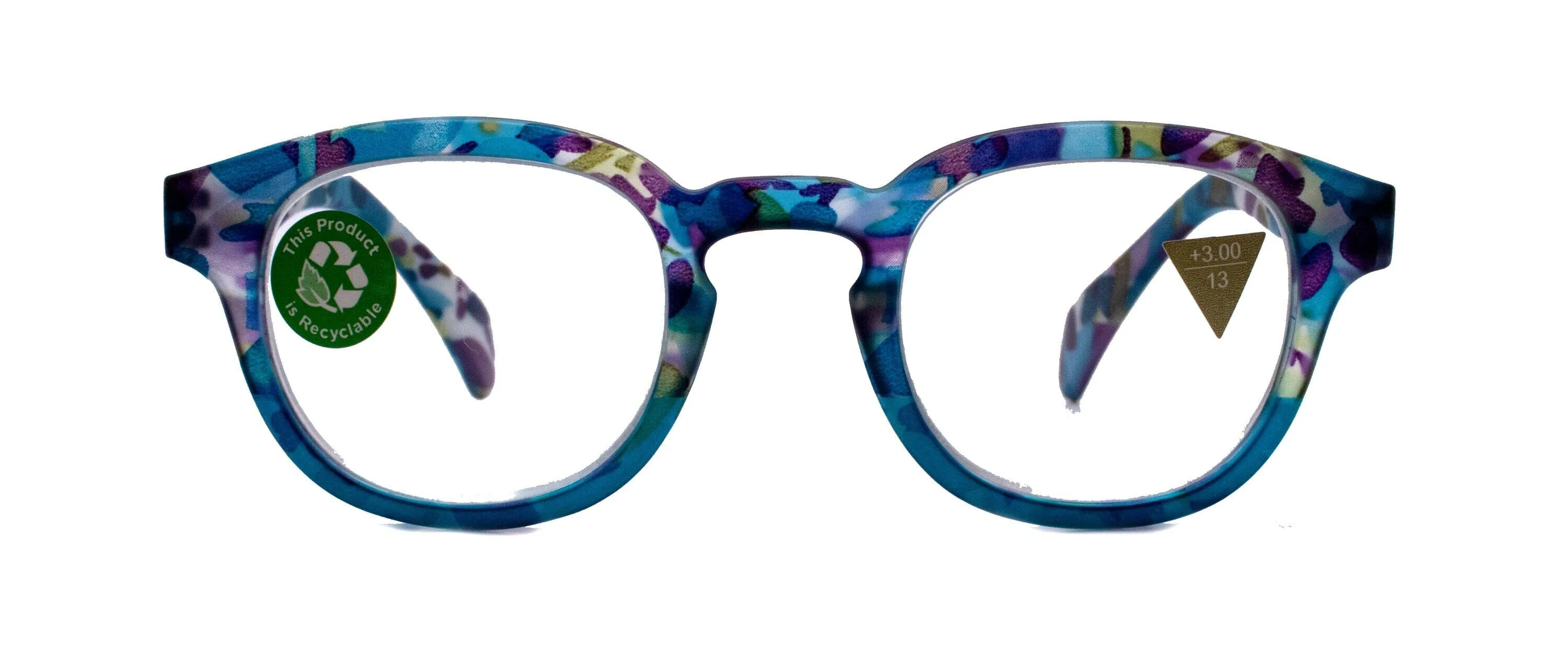 Autumn, (Premium) Reading Glasses, High-End Readers  1.25  1.50. 3.00 Wide Round Style. Optical Frame (Blue, Purple Floral) NY Fifth Avenue.