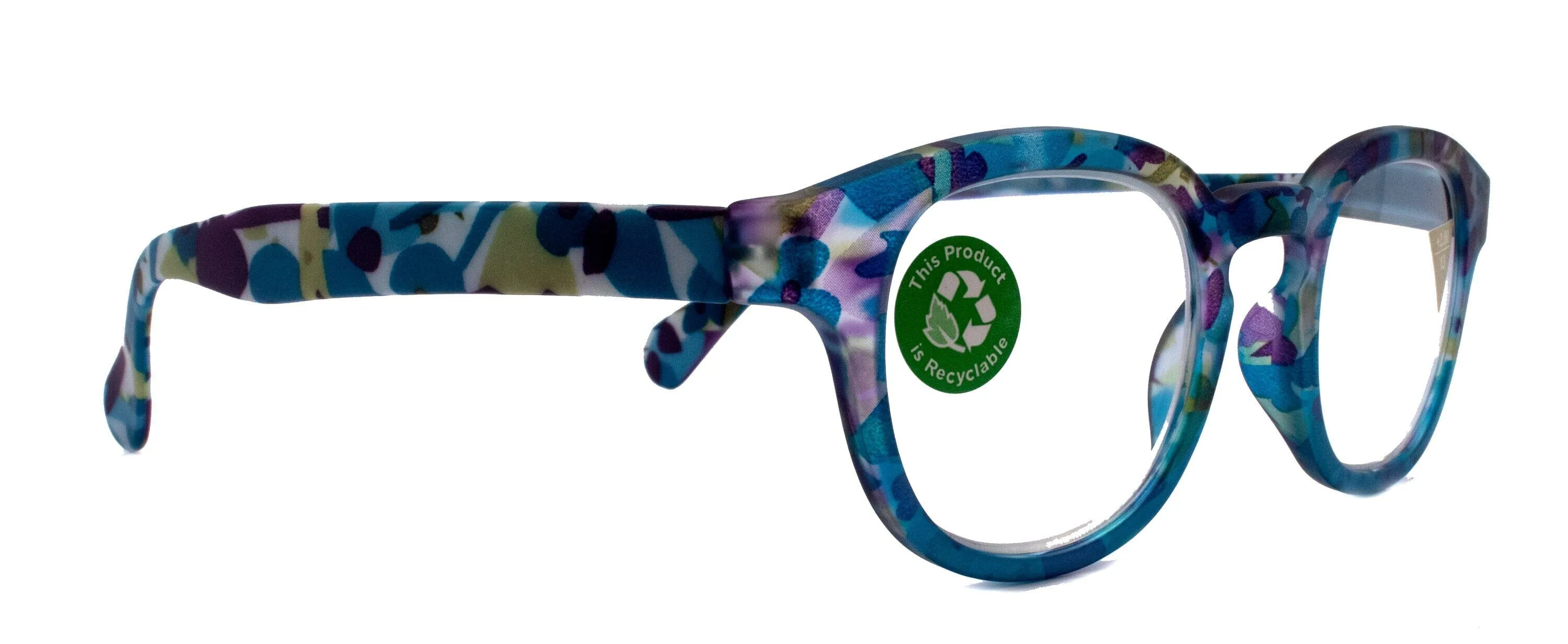 Autumn, (Premium) Reading Glasses, High-End Readers  1.25  1.50. 3.00 Wide Round Style. Optical Frame (Blue, Purple Floral) NY Fifth Avenue.