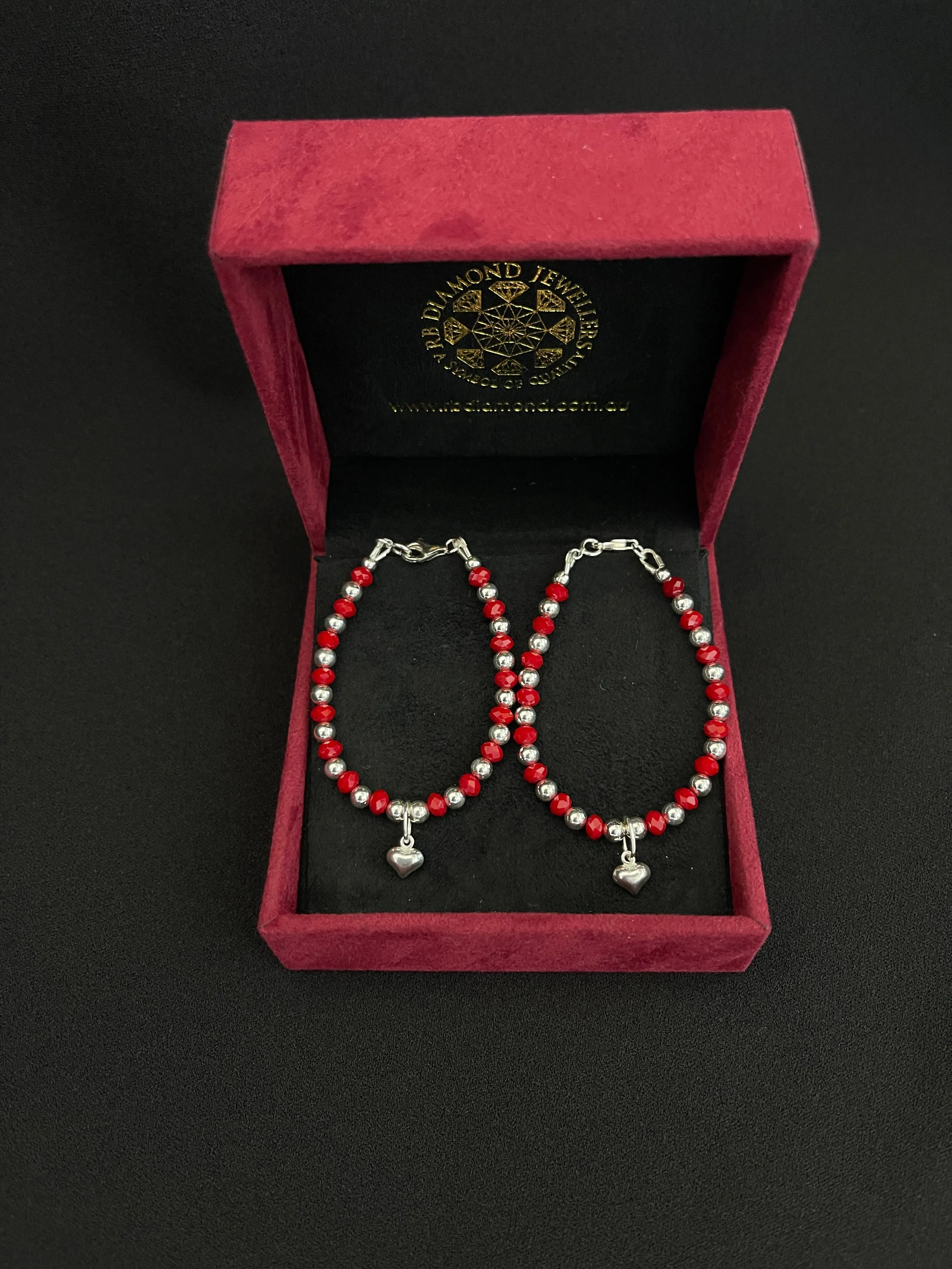 Baby/Toddler Red Spinel Sterling Silver Nazaria  Bracelet -1Pair