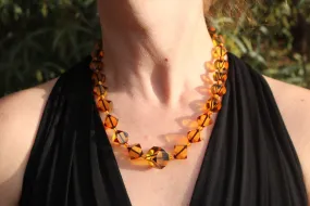 Baltic Amber Faceted Necklace Cubes Natural Yellow 20" 33.4 gram