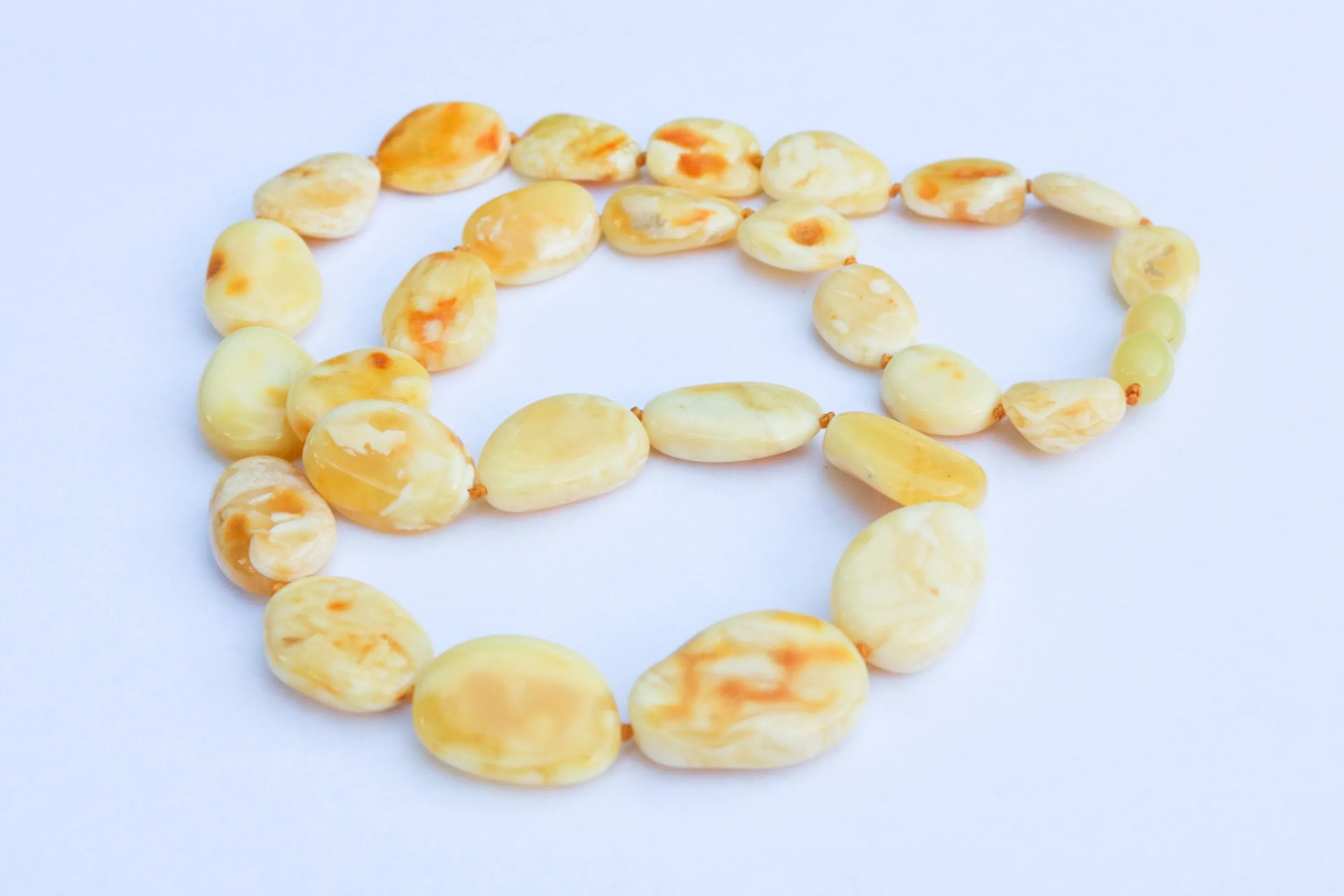 Baltic Amber Necklace Butterscotch Milky Natural Beaded Untreated Unisex Jewelry 20" 22.2 gram