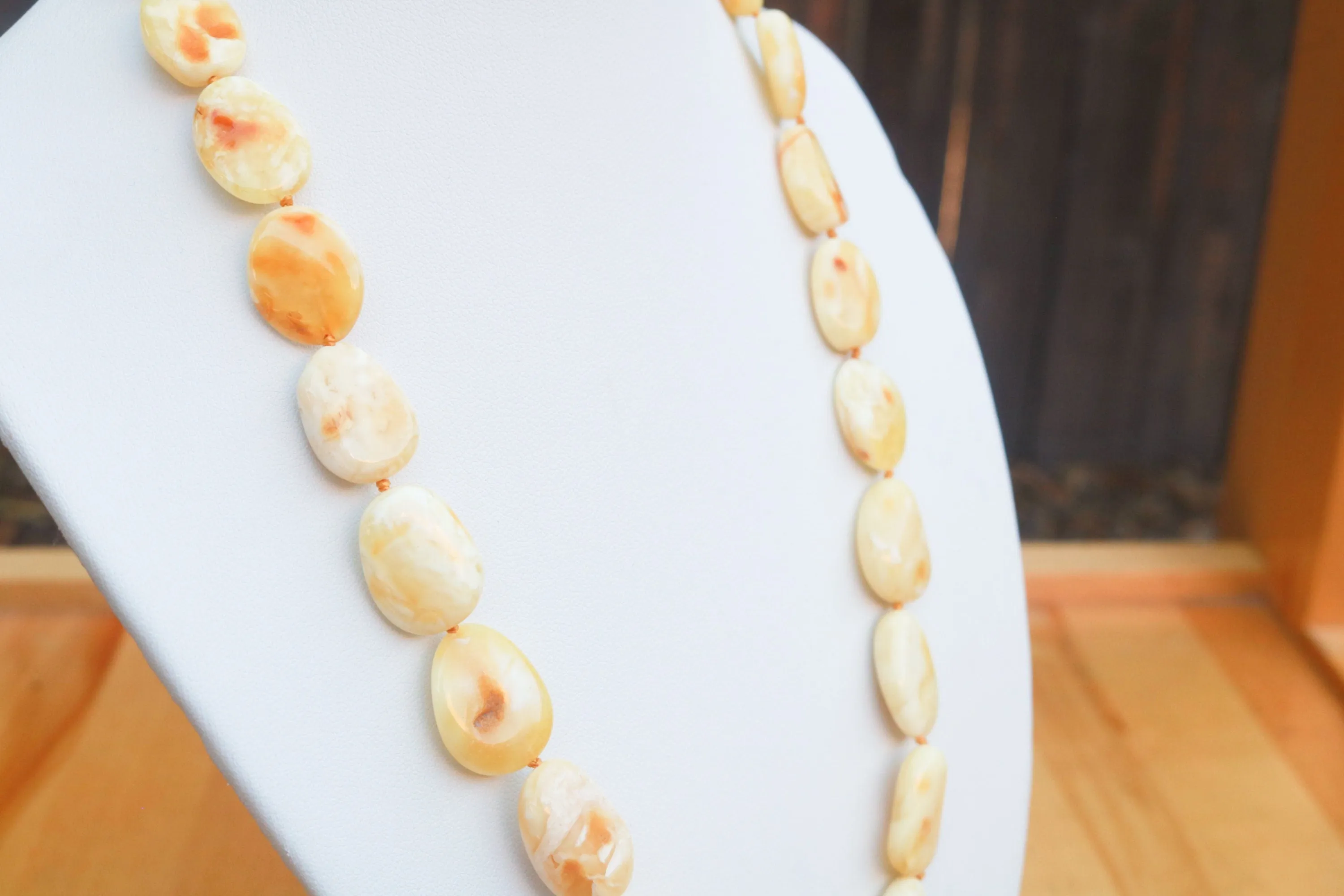 Baltic Amber Necklace Butterscotch Milky Natural Beaded Untreated Unisex Jewelry 20" 22.2 gram