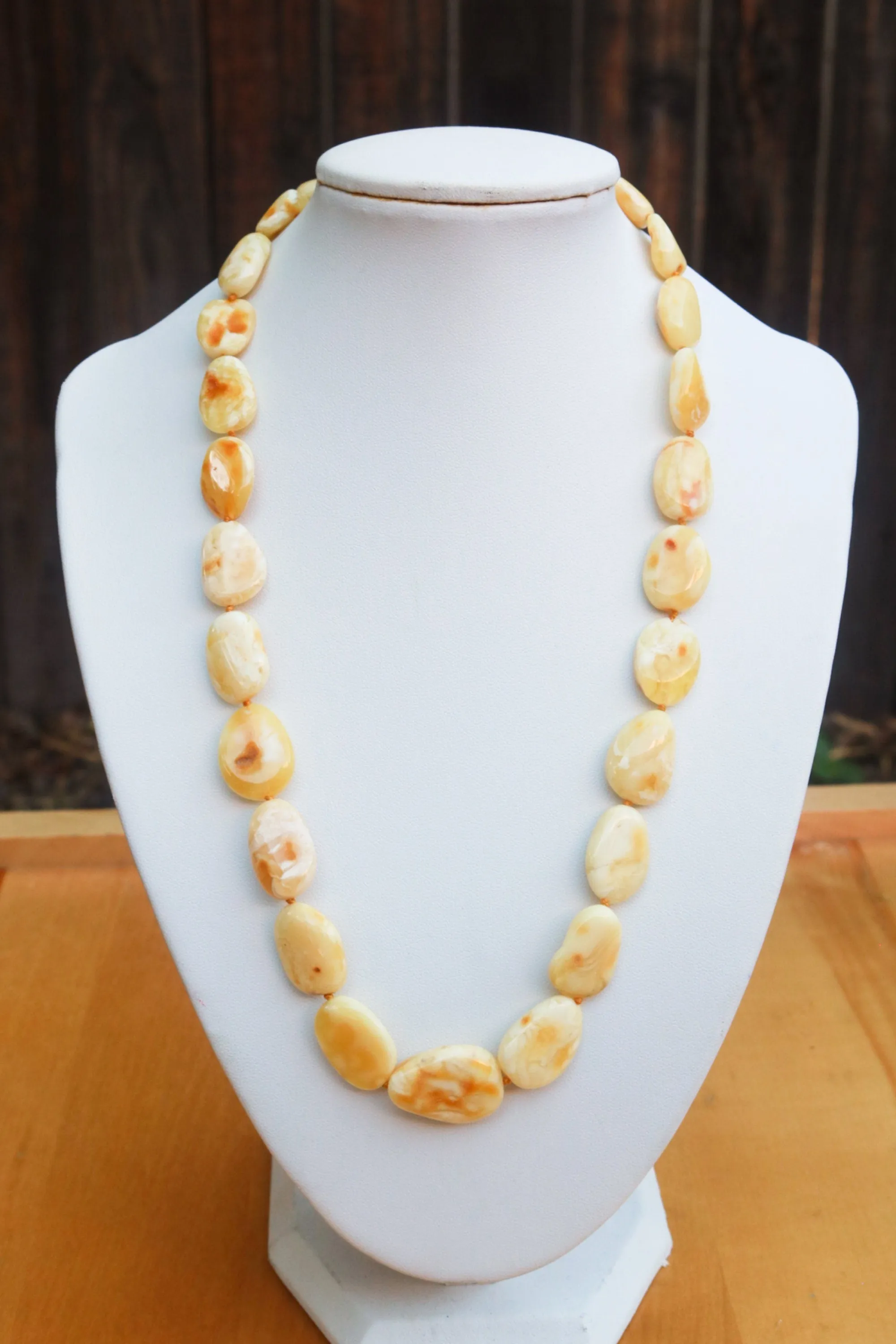 Baltic Amber Necklace Butterscotch Milky Natural Beaded Untreated Unisex Jewelry 20" 22.2 gram