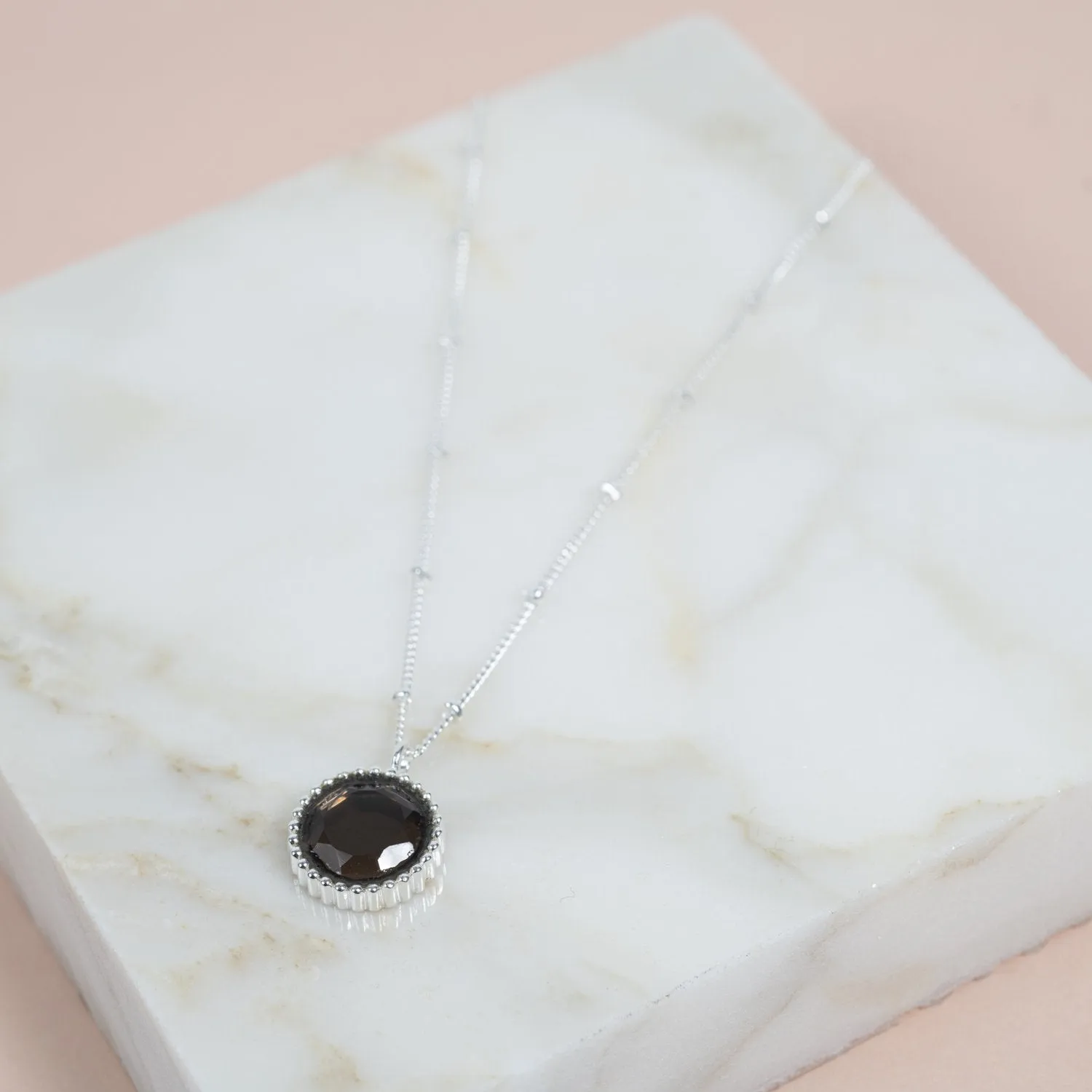 Barcelona Silver January Garnet Birthstone Necklace