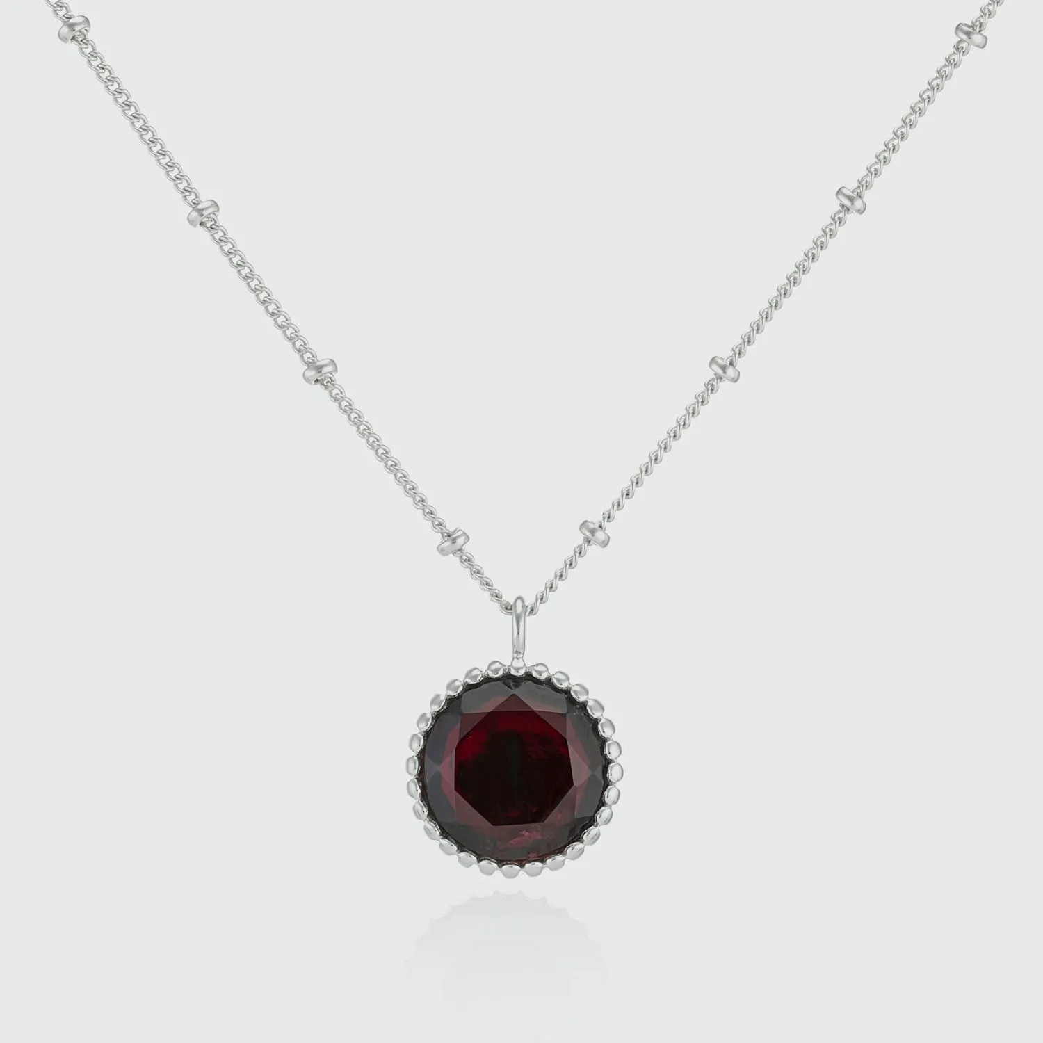 Barcelona Silver January Garnet Birthstone Necklace