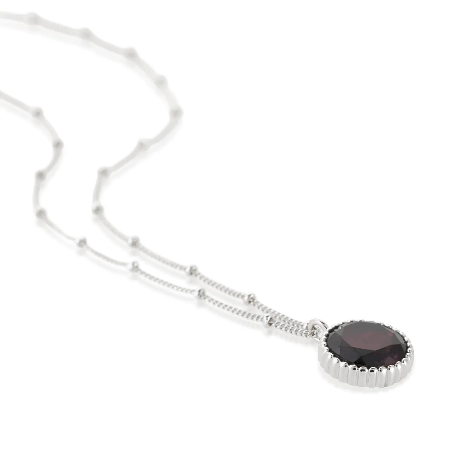 Barcelona Silver January Garnet Birthstone Necklace