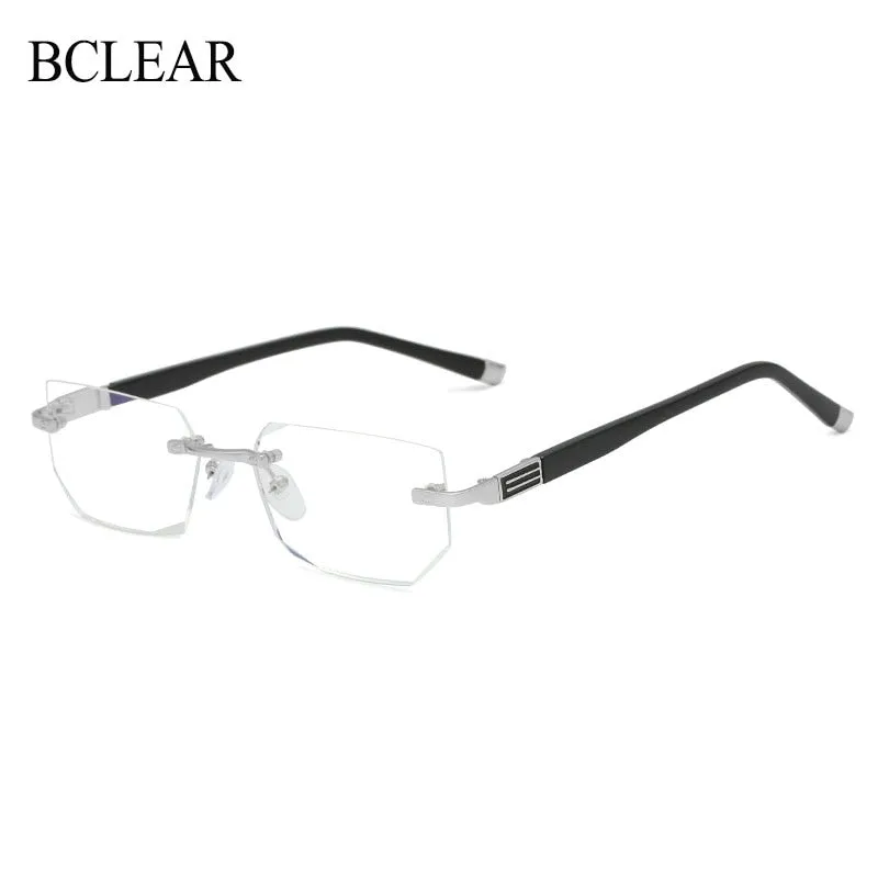 Bclear Rimless Reading Glasses Women Men Anti-Blu-Ray 1.0 1.5 2.0 2.5 3.0