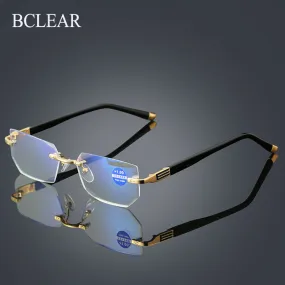 Bclear Rimless Reading Glasses Women Men Anti-Blu-Ray 1.0 1.5 2.0 2.5 3.0