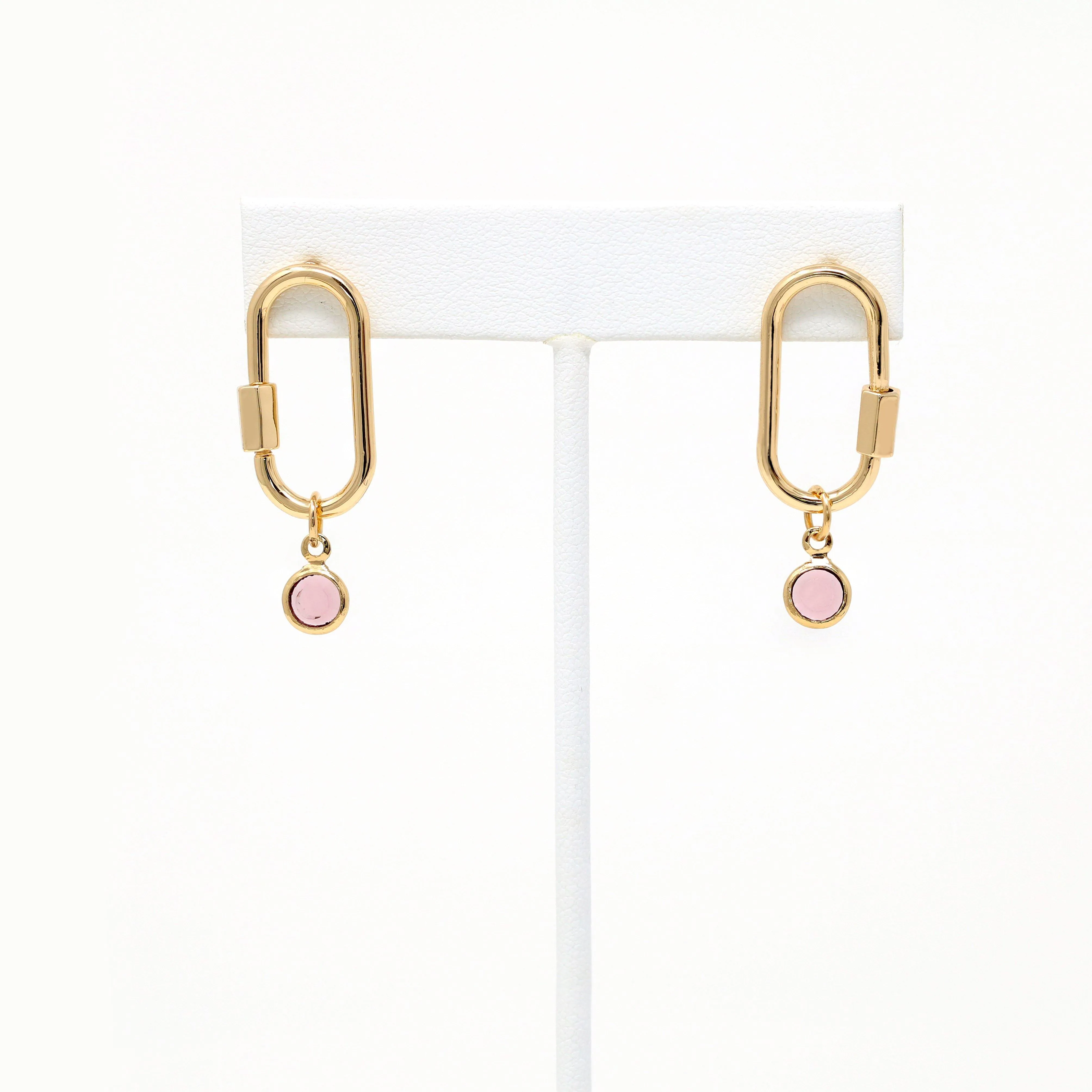 Birthstone Carabiner Lock Earrings