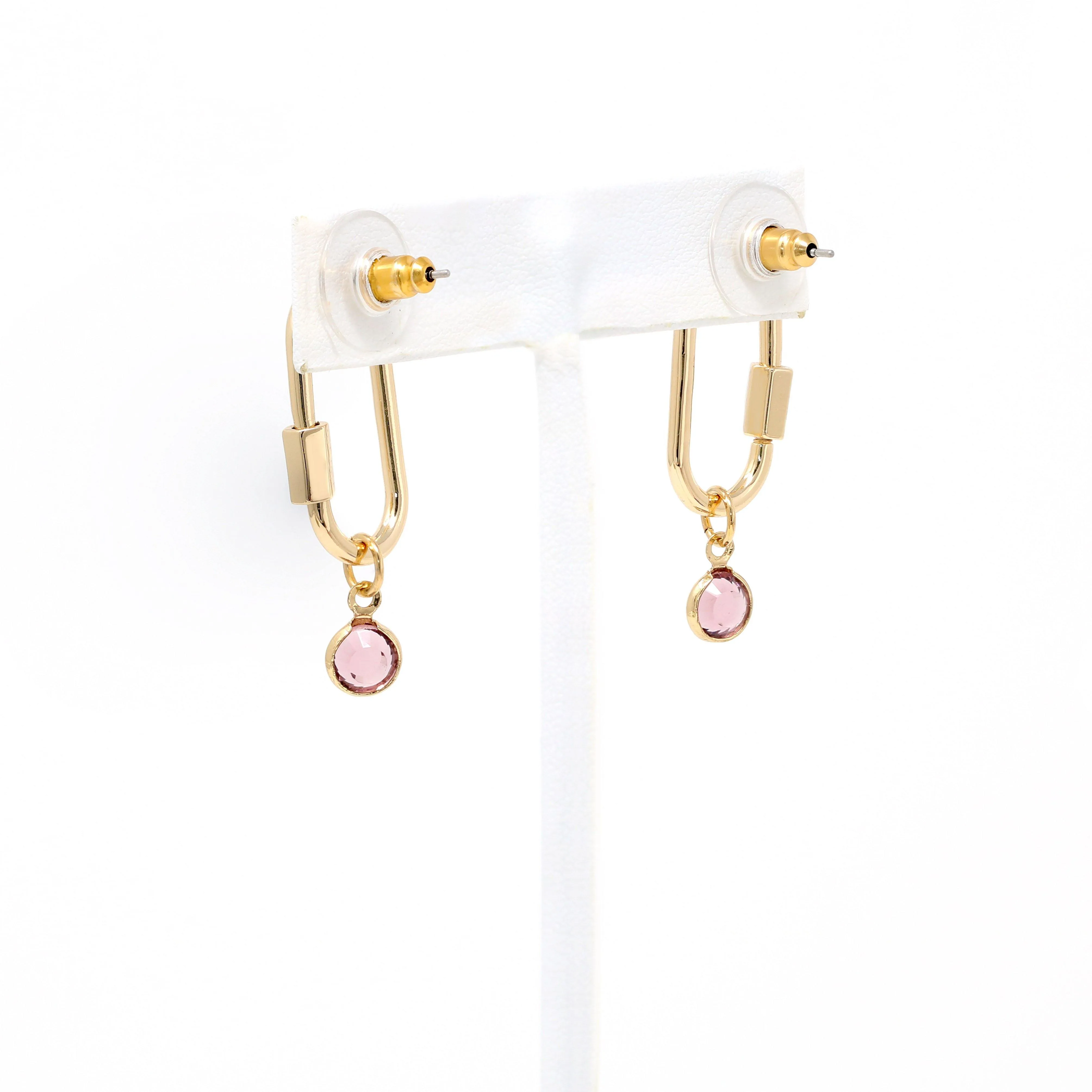 Birthstone Carabiner Lock Earrings