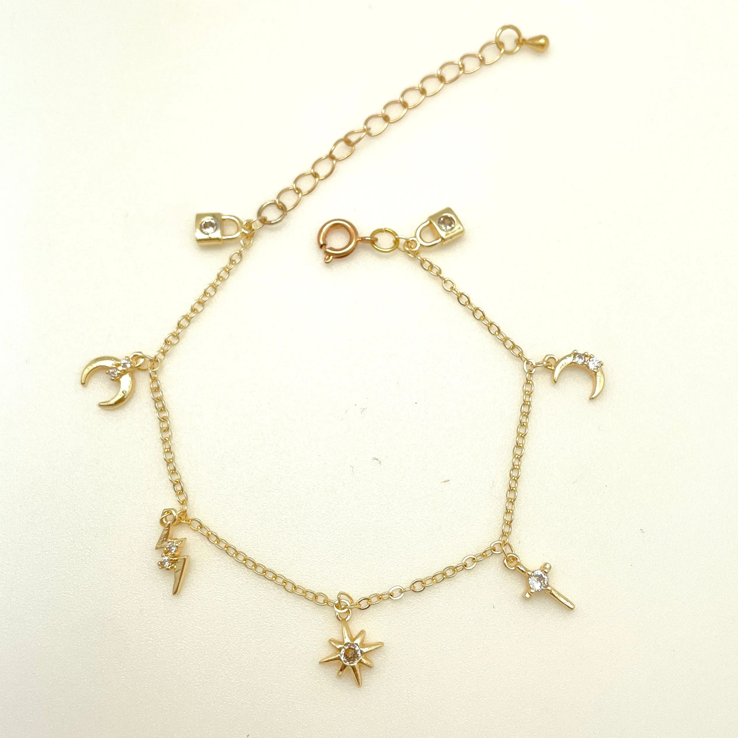 Bitty Charm Bracelet - Plated Brass - 7-1/4"