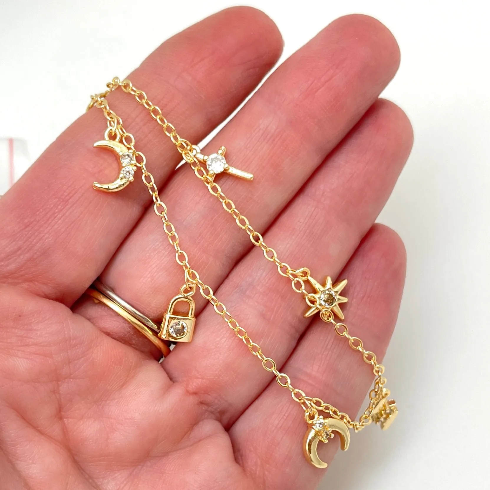 Bitty Charm Bracelet - Plated Brass - 7-1/4"