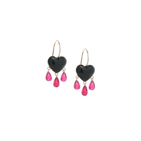 Black Onyx Bleeding Heart Earrings