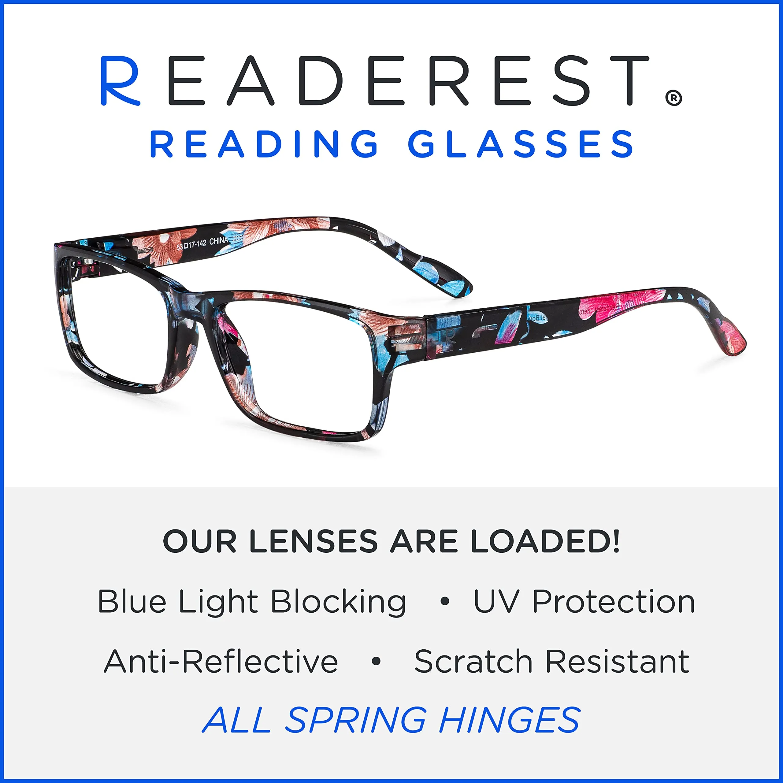 Blue-Light-Blocking-Reading-Glasses-Floral-1-25-Magnification Anti Glare