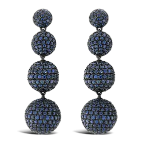 Blue Sapphire Ball Dangle Earrings