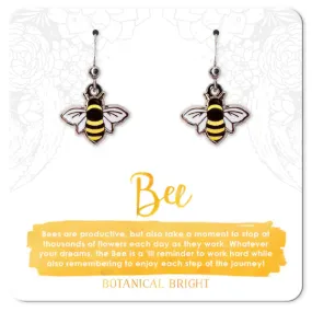 Botanical Bright Dangle Earrings - Bees Silver