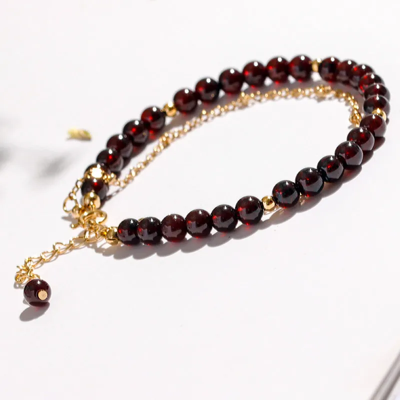 Burgundy Garnet Double Personality Sterling Silver Bracelet