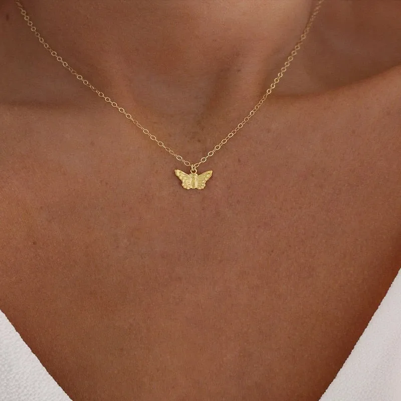 Butterfly Choker Necklace - Gold or Silver Plated Statement Piece