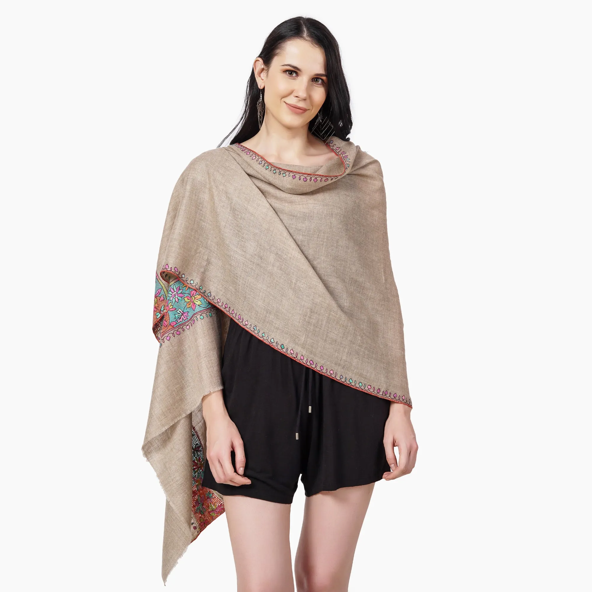 Cashmere Pashmina Embroidered Scarf (Paper-Mache Embroidery)